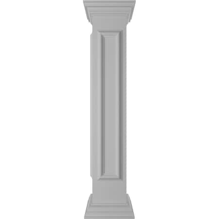 Ekena Millwork 8"W x 48"H Corner Newel Post with Panel, Flat Capital & Base Trim (Installation kit included) NWL08X48CPF0B0